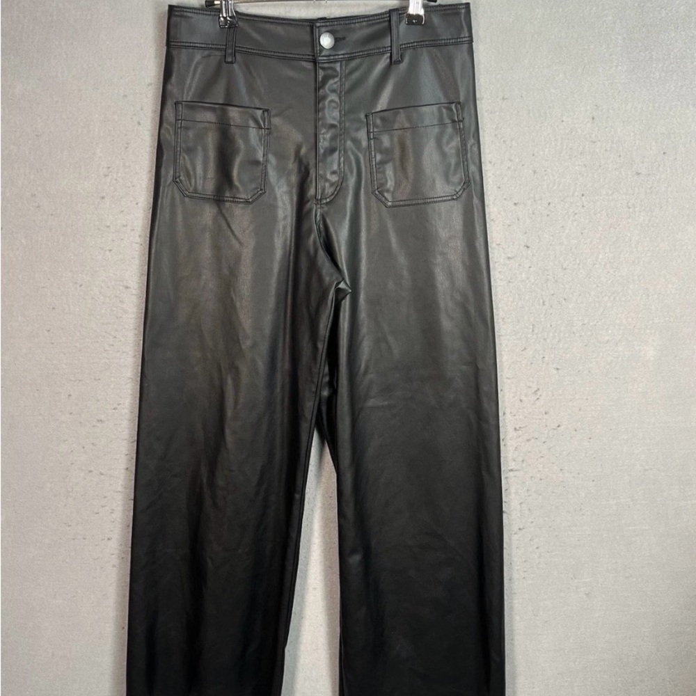 Zara Black Leather-Style Trousers
